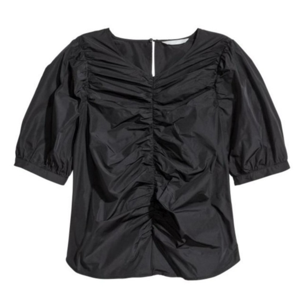 H&M Black Ruched Blouse size 6